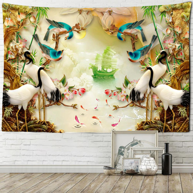 Super Six Kran Relief Wandteppich im Bohemian Stil, mehrfarbig, B/H: 95 x 70 cm - Bild 6