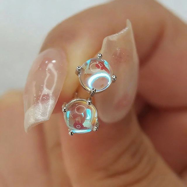 Huitan Ohrstecker, Kristall-Imitations-Opal, silberfarben, Damen - Bild 1