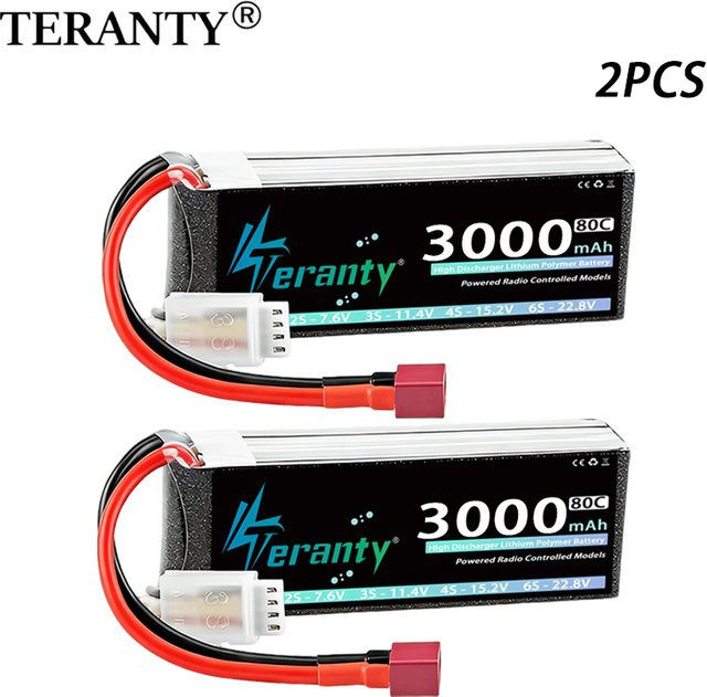 2 Stück TERANTY 3S LiPo-Akku mit 3000mAh, 11,1V/11,4V, 60C/80C, Softcase und XT60 Stecker, Schwarz - Bild 1