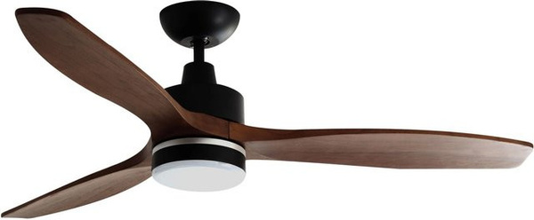Pepeo Deckenventilator Notos mit LED Beleuchtung und Fernbedienung, Schwarz Matt und Holz, Durchmesser: 132 cm