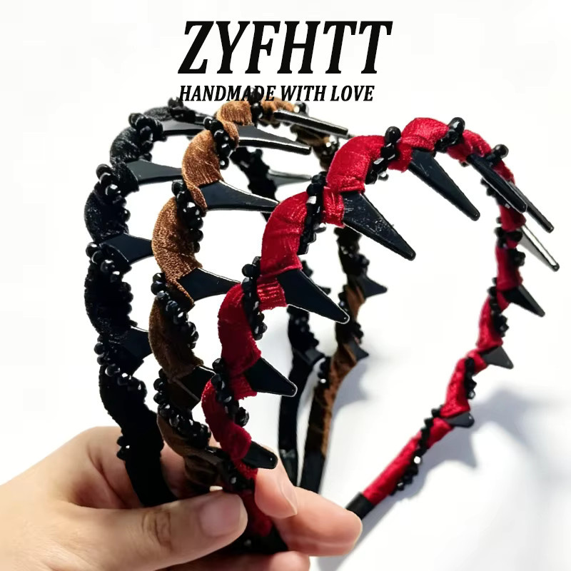 ZYFHTT Stirnband mit Perlen aus Samt, Damen - Bild 4