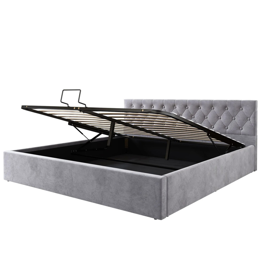 okwish Polsterbett mit Lift-up-Funktion und geknöpftem Kopfteil in Grau, B/T/H: 180 x 200 x 105,5 cm - Bild 2