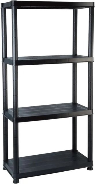 vidaXL Lagerregal 4-Tier aus Kunststoff in Schwarz, B/T/H: 61 x 30,5 x 130 cm - Bild 1