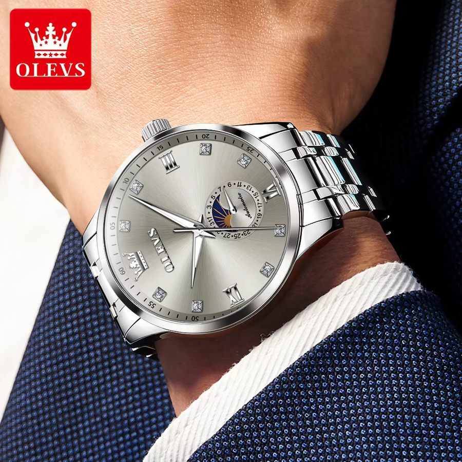 OLEVS Armbanduhr Automatik, Edelstahl, Bicolor, Gold, Herren - Bild 3
