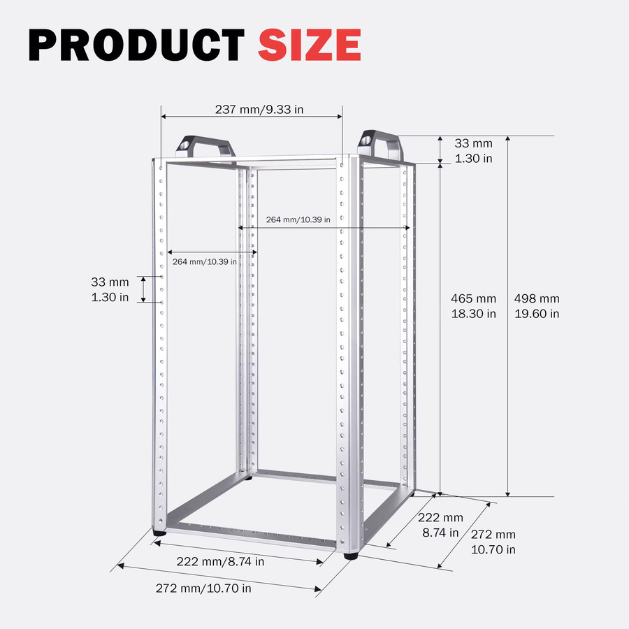 DeskPi RackMate TL1 Open Frame Netzwerkrack 10U in Silber für 10-Zoll IT-Netzwerk-, Audio- und Videogeräte - Bild 2