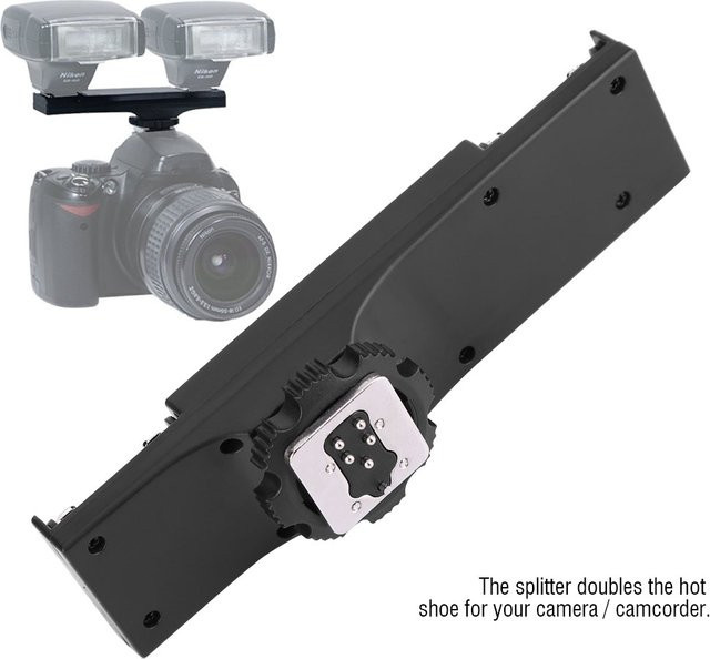 Aramox Dual-Blitzschuh-Splitter für SLR-Kameras und Camcorder in Schwarz - Bild 1