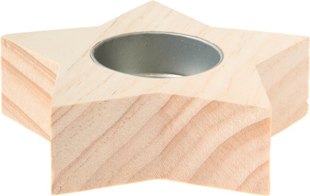 Rico Design Kerzenhalter Stern aus Holz in Natur für Teelichter - Bild 1