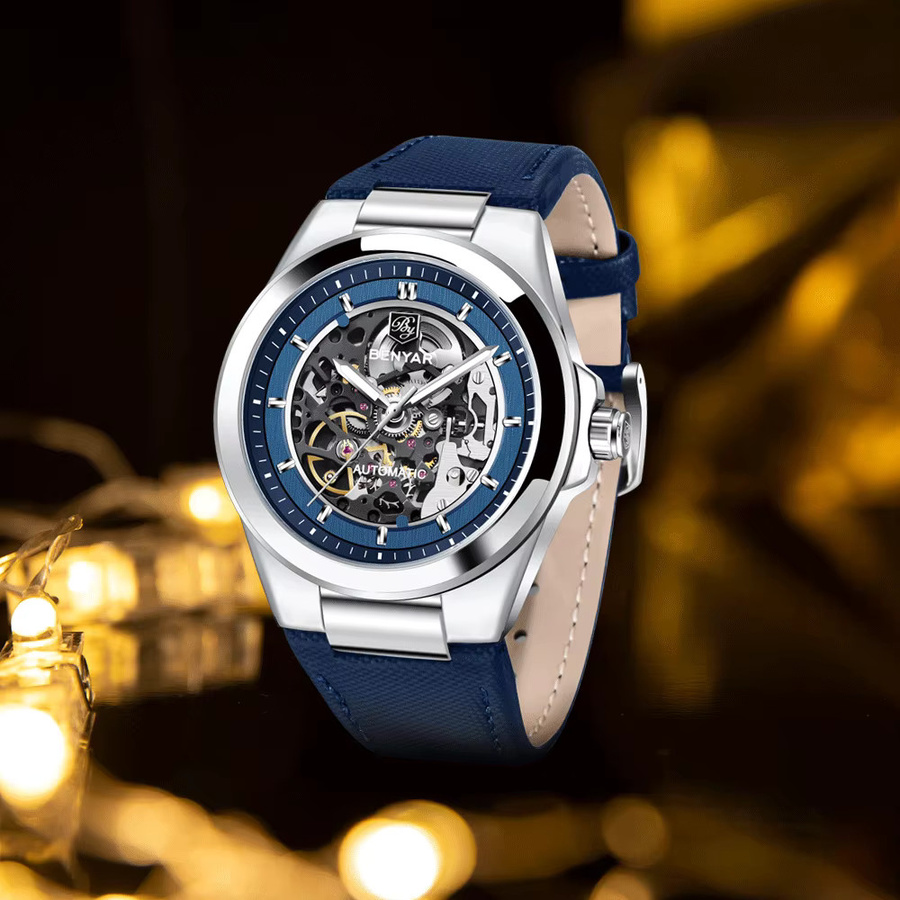 BENYAR Automatik-Armbanduhr, Edelstahl, Weiß, Herren - Bild 3