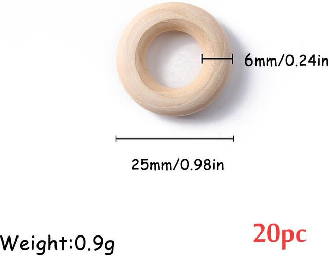 5 Stück Binchi Outdoor Product Natürliche Baby Beißringe aus Holz, Farbe: Beige, Durchmesser: 70 mm - Bild 1