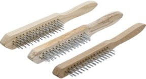 BGS Do it yourself Drahtbürsten-Set mit Holzstiel, 3-teilig, braun, Stahl - Bild 1