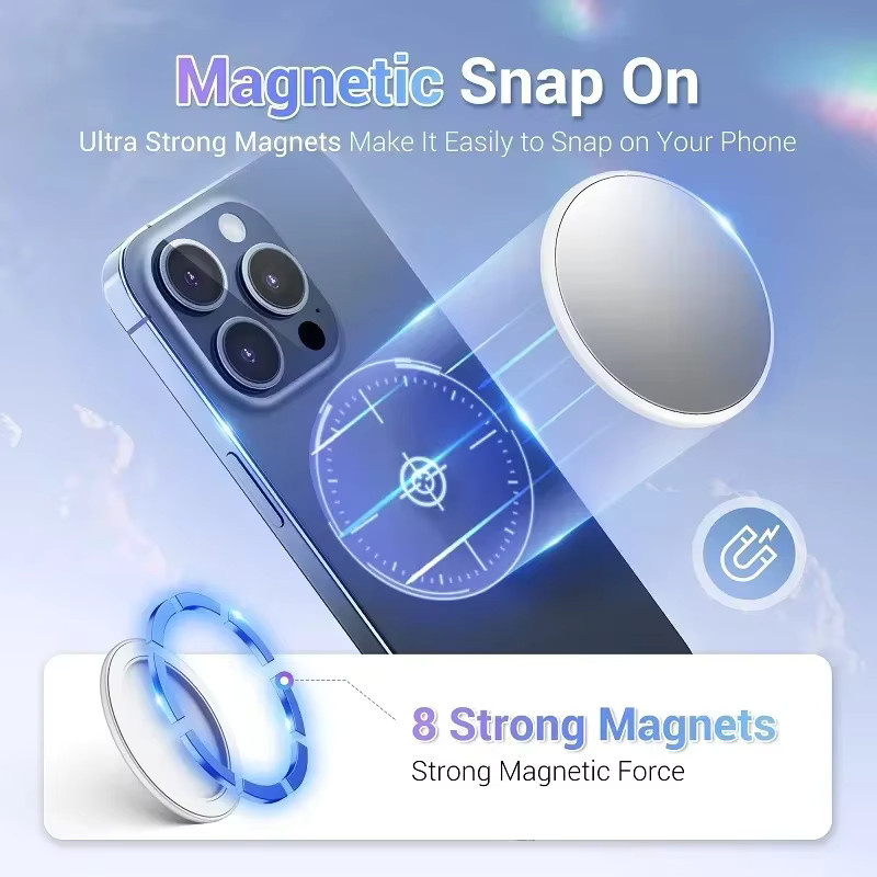 OLPAY Magnetischer Selfie-Spiegel für iPhone mit MagSafe-Unterstützung in Silber als Kamera-Halter für Vlogs und Fotos - Bild 3