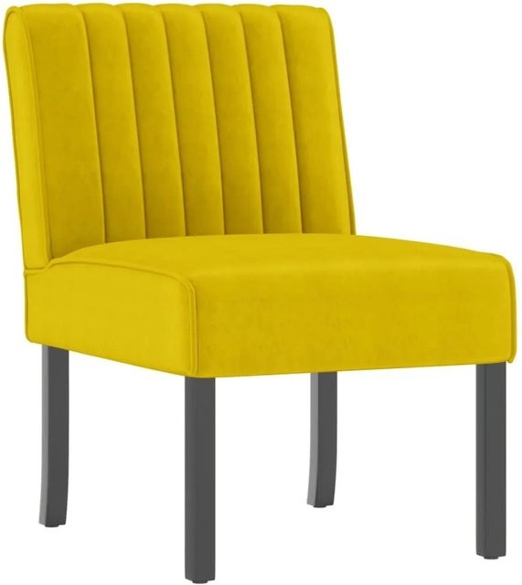 vidaXL Polsterstuhl aus Samt in Gelb mit Massivholzgestell, B/T/H: 48 x 64 x 72 cm - Bild 1