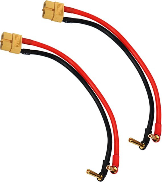 XT60 Buchse Adapter 90 Grad vergoldeter Stecker 12AWG Ladekabel für Lipo Batterien und Ladegeräte, Gold und Rot, Länge: 10 cm - Bild 1