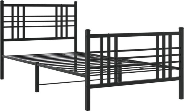 vidaXL Bettgestell aus Metall mit Kopf- und Fußteil in Schwarz B/T/H: 100 x 200 x 90 cm - Bild 1