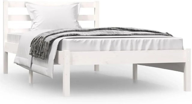 vidaXL Massivholzbett aus Kiefer in Weiß, Singlebett B/T/H: 90 x 195,5 x 69,5 cm - Bild 1