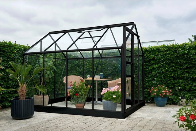 Halls Gewächshaus Popular Schwarz mit 5 m² Anbaufläche und Sicherheitsglas - Bild 1