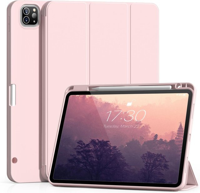 Lederhülle für Apple iPad Pro 11 und 12,9 Zoll, iPad Air 4/5 Generation 10,9 Zoll sowie iPad Mini 6 mit Stifthalter, weiche und schlanke TPU-Tablet-Abdeckung in Rosa - Bild 1