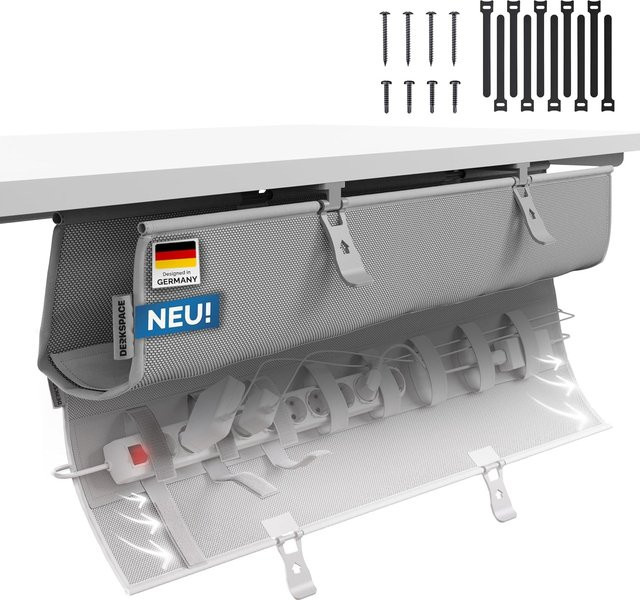 DESKSPACE Kabelwanne Schreibtisch Kabelkanal Grau Breite: 90 cm - Bild 1