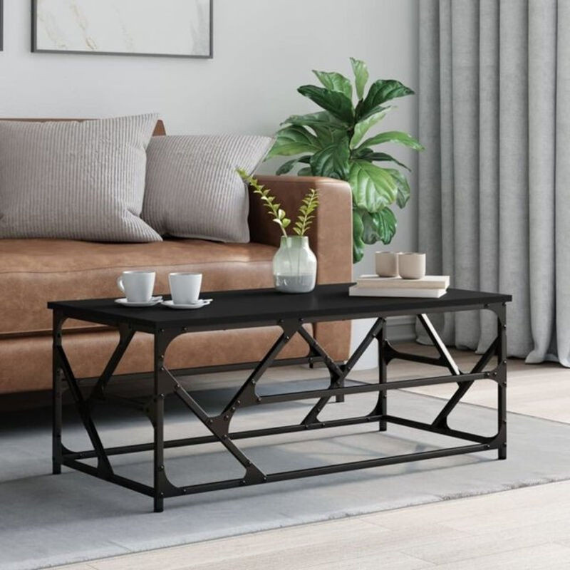 Vidaxl Couchtisch Modern Industrial in Schwarz aus Holzwerkstoff und Metall, B/T/H: 100 x 50 x 40 cm - Bild 1