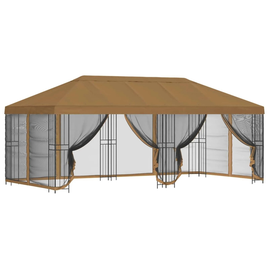 vidaXL Pavillon mit Seitenwänden in Beige aus Polyester und Stahl, B x T: 6 x 3 m - Bild 2