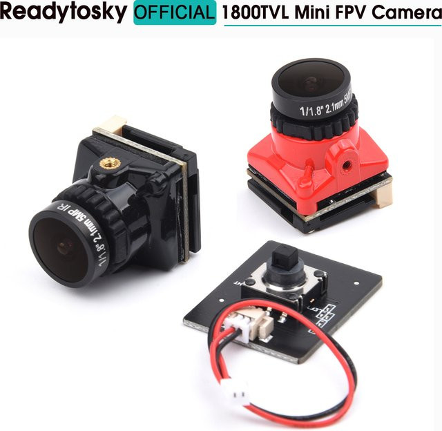 Readytosky Mini FPV Kamera mit 1800tvl Auflösung, 2,1mm Objektiv und einstellbarem OSD in Schwarz - Bild 1