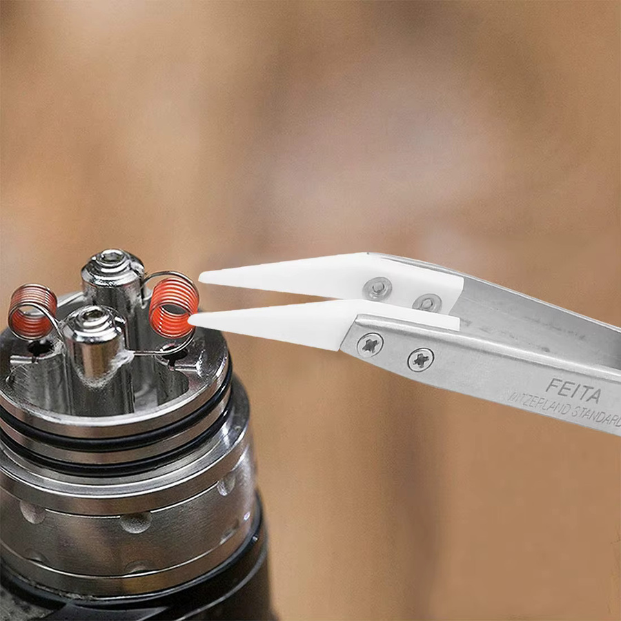 FEITA Keramikpinzette aus Edelstahl mit industrieller Isolierung, gerade und feine Spitze für Elektronik-Lötarbeiten - Bild 3