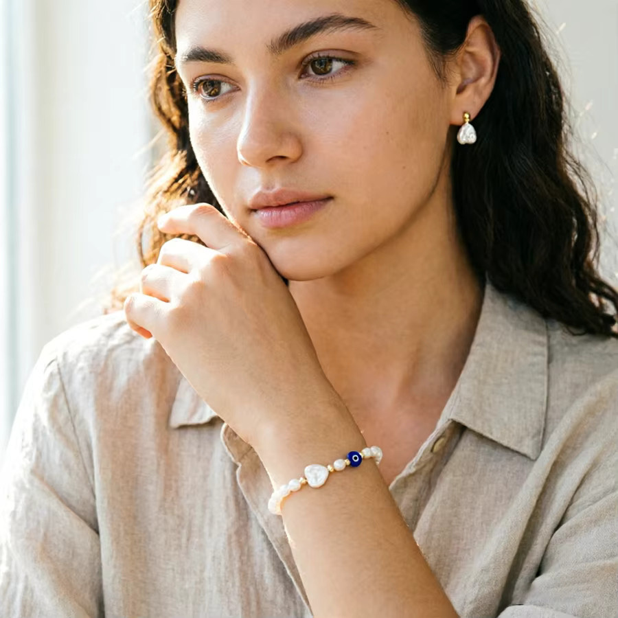 Noter Perlenarmband, Weiß, Damen, Minimalistisch - Bild 3