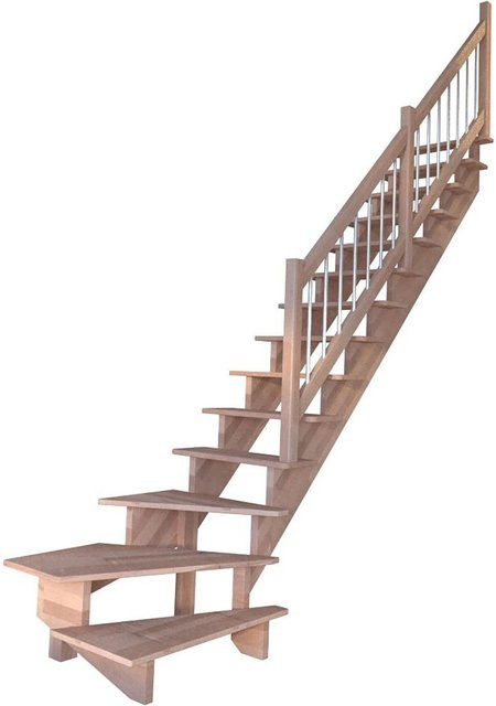 StarWood Treppe Lindos Pro Winder aus Buche in Braun mit Edelstahl-Geländer, Breite: 100 cm - Bild 1