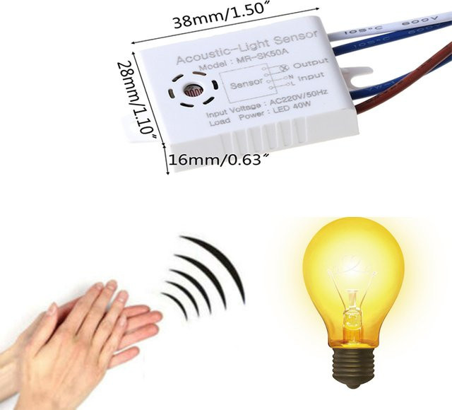 Szaoju Intelligenter Sound- und Bewegungssensor Lichtschalter mit Sprachsteuerung, 220V, Weiß - Bild 1