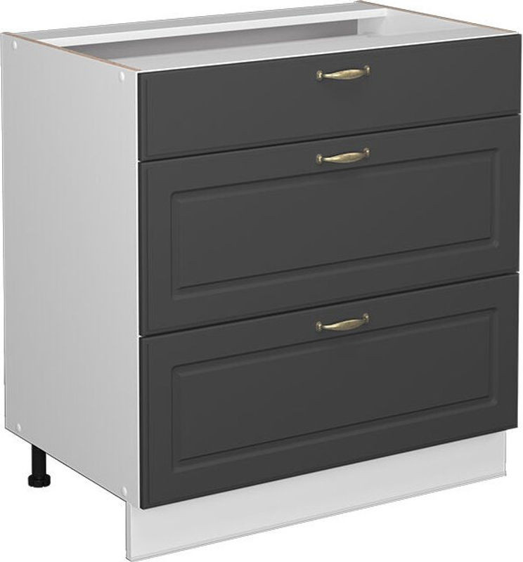 Vicco Küchenunterschrank Fame-line in Anthrazit mit 3 Schubladen, Breite: 80 cm - Bild 1
