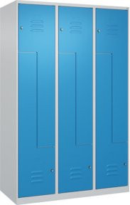 C+P Z-Spind Classic PLUS Spind mit 6 Fächern, Stahl, grau/blau, H x B x T: 185 x 120 x 50 cm, mit Zylinderschloss - Bild 1