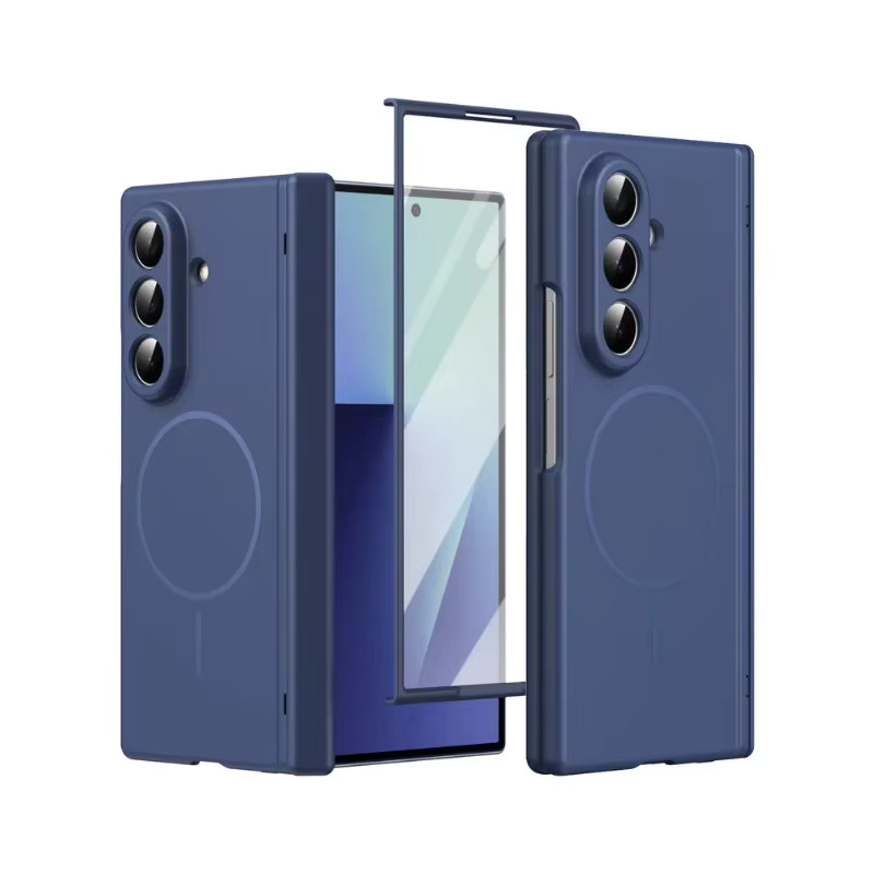 Premium Business MagSafe Schutzhülle für Samsung Galaxy Z Fold 7 6 5 4 in Schwarz mit stoßfestem Linsenschutz und HD-Hartglasfolie - Bild 2