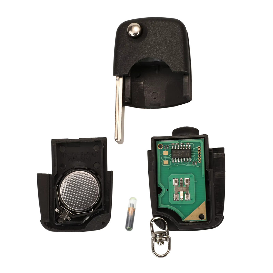 Jingyuqin Flip Remote Key Fob 433MHz ID48 Chip für Volkswagen VW Bora Passat Sitz Skoda in Schwarz - Bild 3
