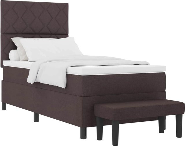 vidaXL Boxspringbett mit Matratze in Braun aus Stoff, B/T: 100 x 200 cm - Bild 1