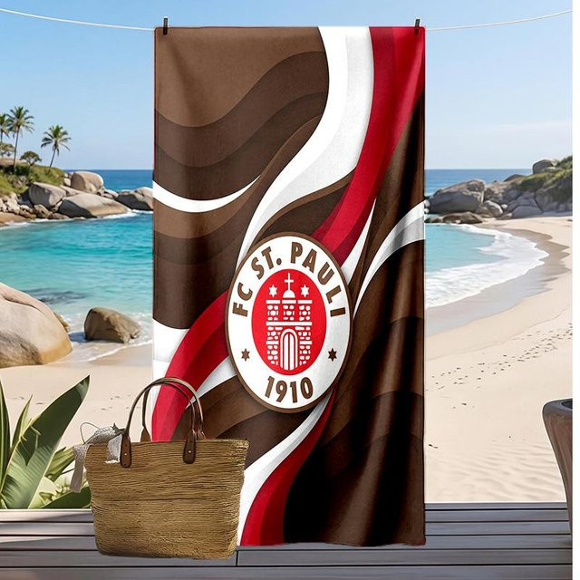 FC St. Pauli Strandtuch WildHue B, weiches und schnelltrocknendes Handtuch für Strand und Camping, Mehrfarbig, B: 70 cm, L: 140 cm - Bild 1