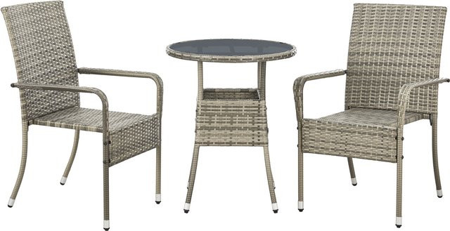 Juskys Polyrattan Gartentisch Yoro rund, Grau, Durchmesser: 60 cm - Bild 1