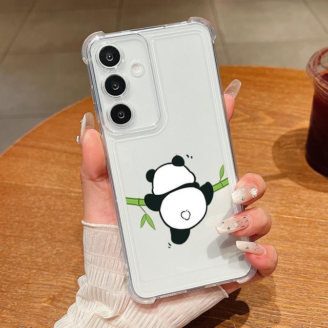 Transparente Handyhülle mit Panda Muster für Samsung Galaxy S25 S24 S23 S22 Ultra FE und weitere Modelle - Bild 1