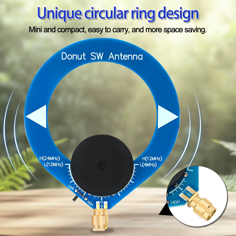 ABBREE Donut SW MW AM Mini-Antenne Kreisschleife in Blau mit SMA-Anschluss für Amateurfunk 4 MHz-24 MHz und 500 kHz-2000 kHz - Bild 3