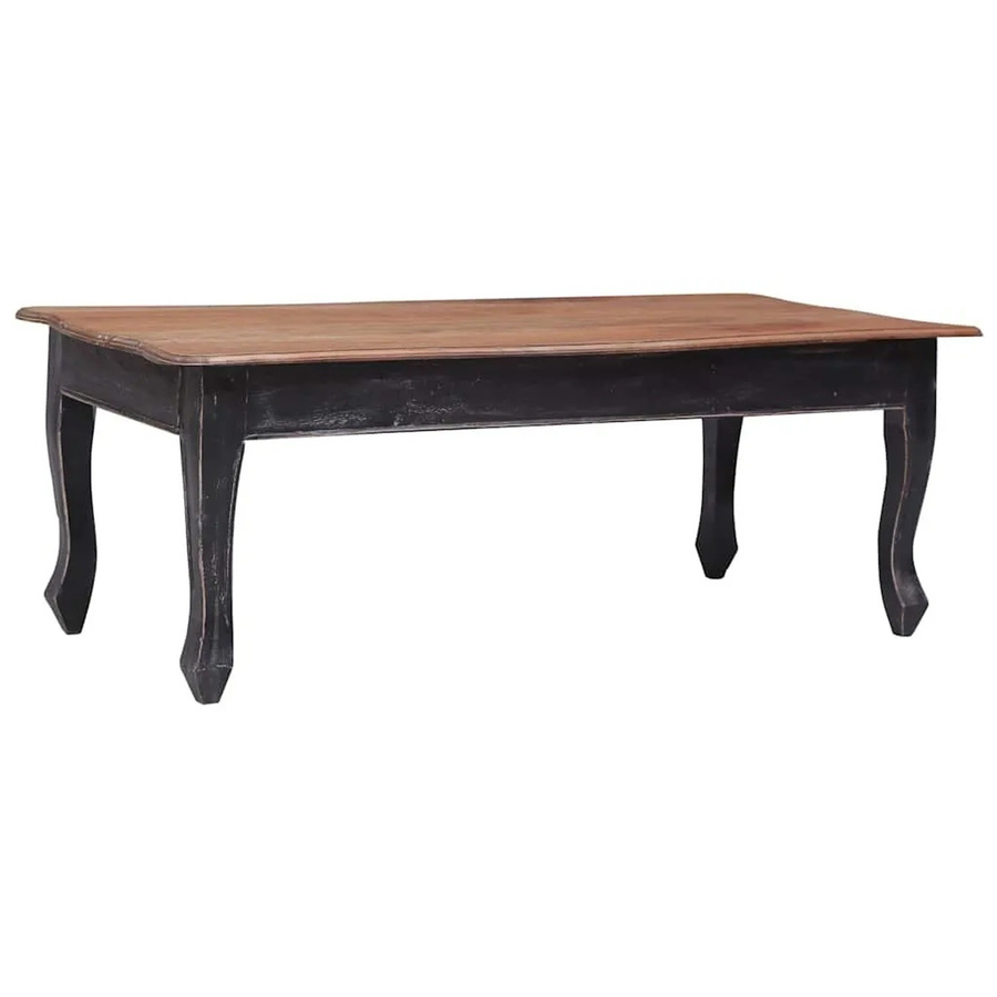 vidaXL Couchtisch aus Massivholz in Schwarz und Braun, rechteckiger Couchtisch im Retro-Design, B/T/H: 120 x 60 x 45 cm - Bild 2