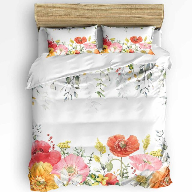 Lodestar 3-teiliges Bettwäscheset mit Wildblumen-Design aus Mikrofaser, Weiß, B/H: 155 x 215 cm - Bild 1