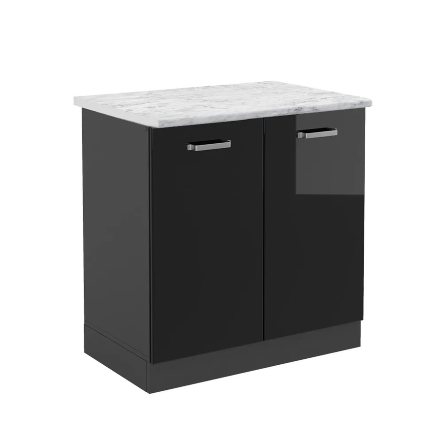 Vicco Spülenunterschrank R-Line Schwarz Anthrazit Hochglanz B: 80 cm, T: 46 cm, H: 81,6 cm - Bild 2