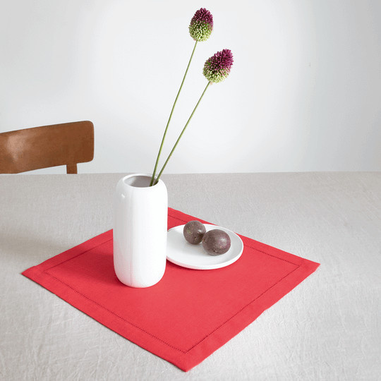 Vieböck Leinenserviette rot einfarbig B: 40,0 cm - Bild 1
