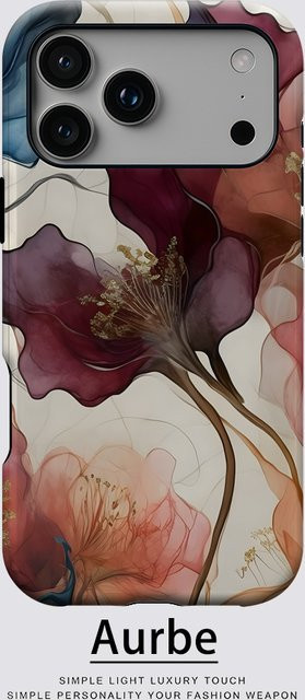 Potdemiel Magnetische Handyhülle mit vergoldeten Blüten für iPhone 17 16 15 14 13 Pro Max Plus, Transparent/Multicolor - Bild 1