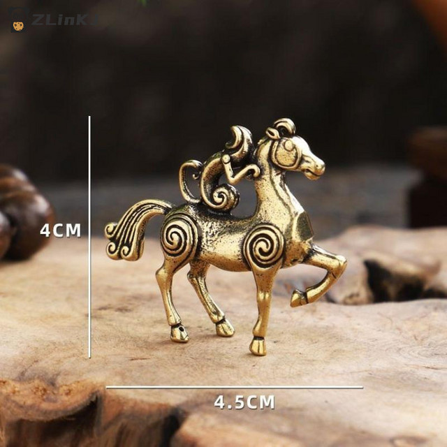JETTING Pferdefigur aus Messing in Gold für Feng Shui und Desktop-Dekoration - Bild 1