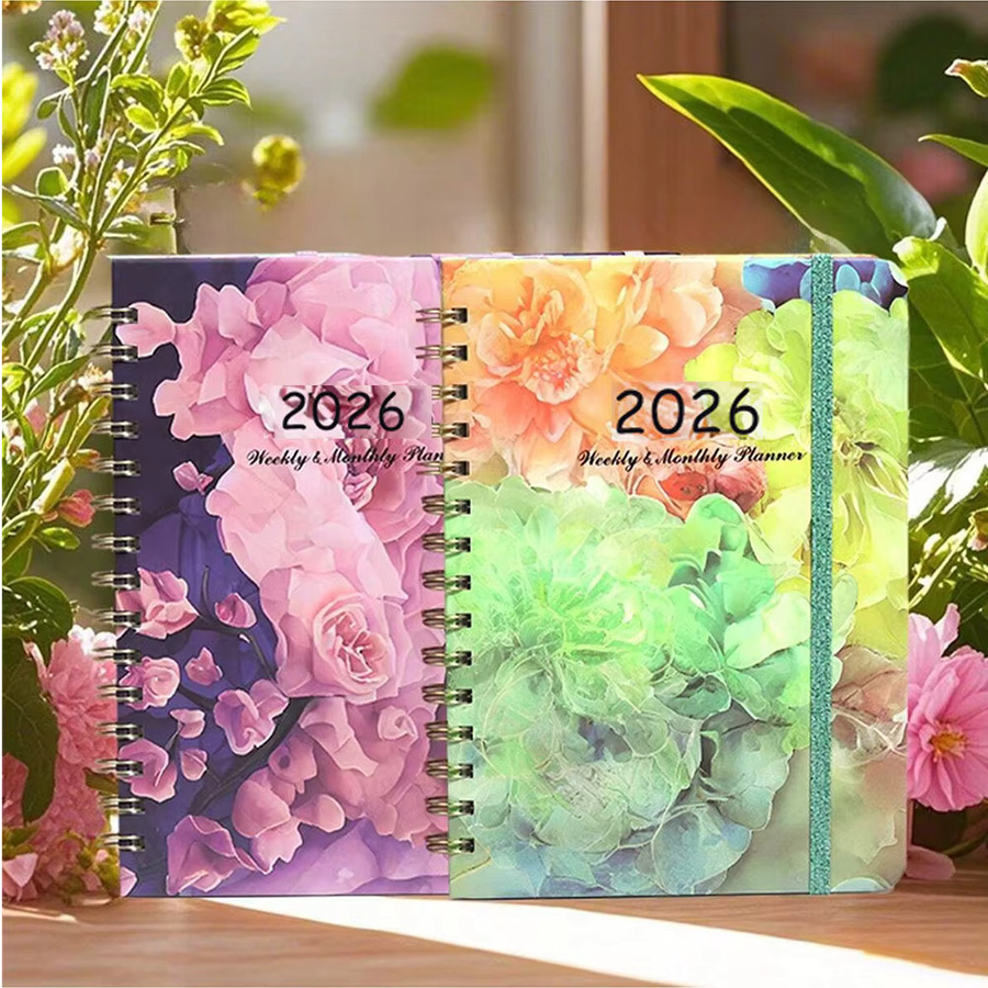 Multifunktionales Notizbuch 2026 mit Blumenkalender und Wochenplaner, A3, Softcover, Mehrfarbig - Bild 1