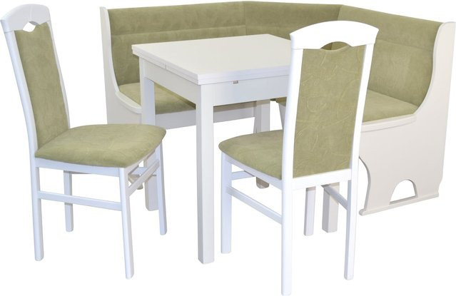 4tlg. Eckbankgruppe Ella von möbel direkt online aus Massivholz mit ausziehbarem Tisch und Velour-Stoffbezügen - Bild 1