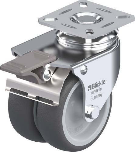 Blickle LDA-PATH 75G-FI Doppel-Lenkrolle aus verzinktem Stahl in Silber und Grau mit 75 mm Rad-Durchmesser und 100 kg Tragfähigkeit - Bild 1
