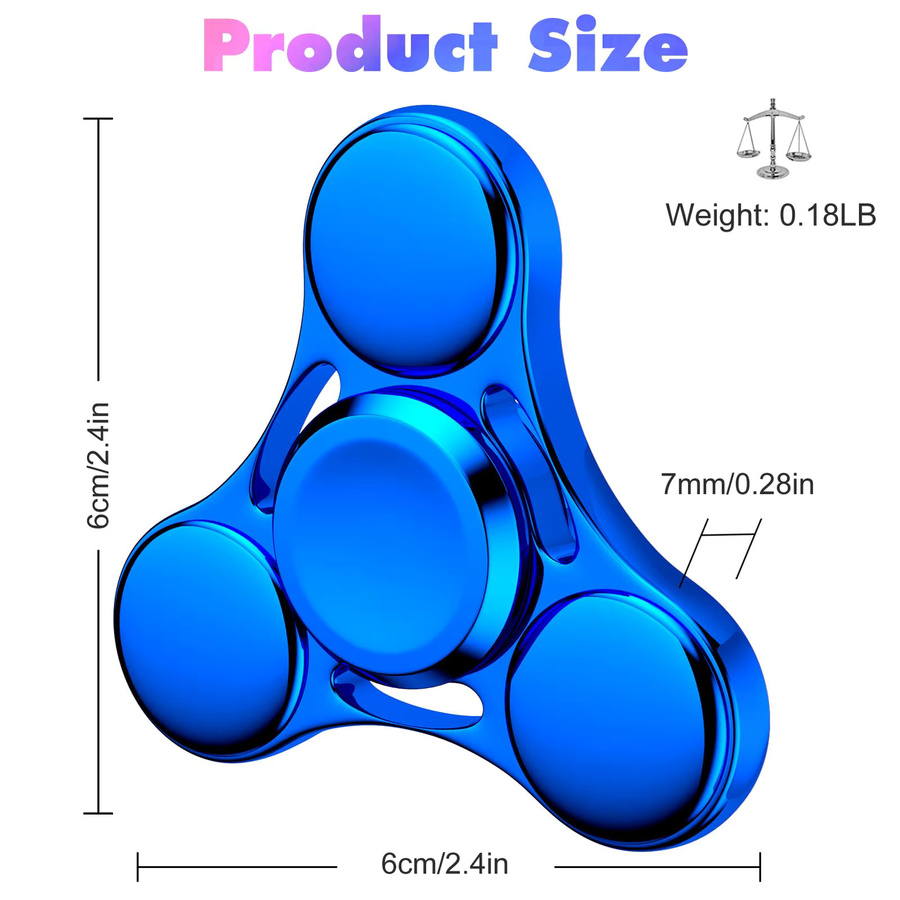 Runwhale Metall Fidget Spinner in Blau als EDC Anti Stress Spielzeug für Erwachsene und Kinder - Bild 4