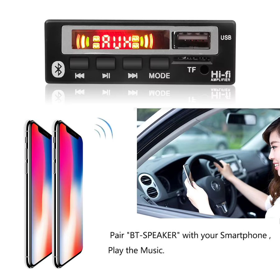 Kebidumei Bluetooth 5.0 Autoradio-Modul mit Farbbildschirm, USB, TF und FM Musik-Player in Schwarz - Bild 3
