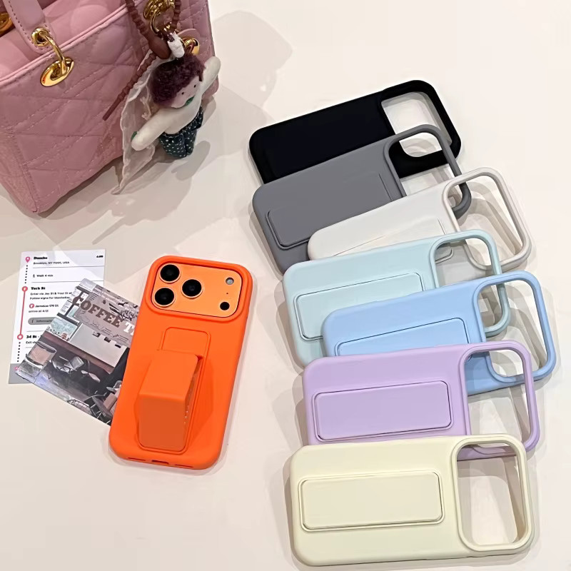 Original Liquid Bracket Folding Handyhülle für Apple iPhone 11 bis 17 Pro Max in Grau, stoßfeste und glatte Schutzhülle - Bild 4